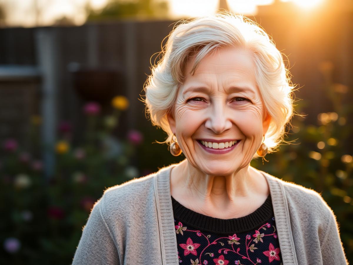 Smiling patient in a sunlit garden